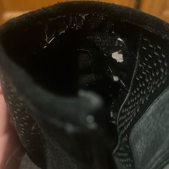 ✨Gianni Bini Schools Out Suede Peep Toe Black Sz 6 Bootie✨ - Picture 7 of 9